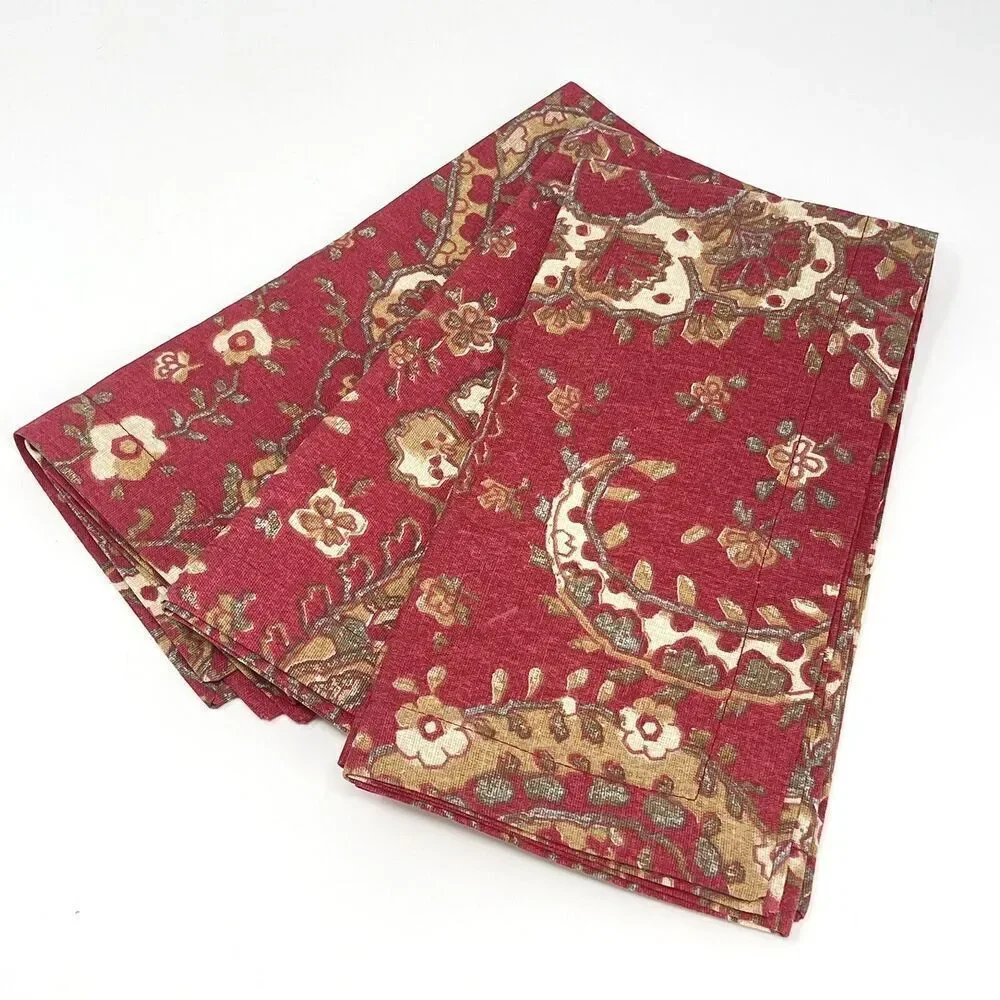 Pottery Barn Chalet Paisley Red Napkins NWOT Set Of 3